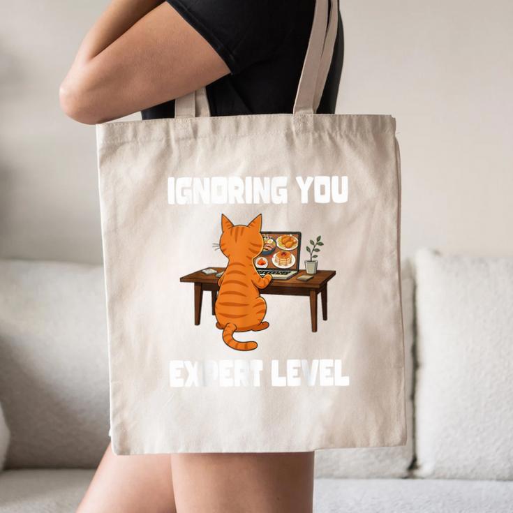 Cat Ignoring You Expert Level Orange Tabby Introvert Canvas Tote Bag