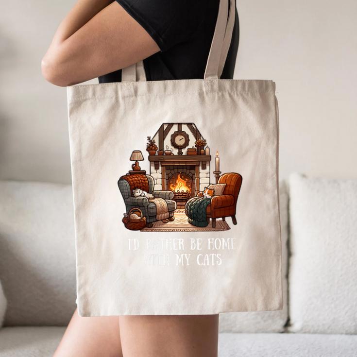 Cat Lover I'd Rather Be Home With My Cats Introvert Cozy Canvas Tote Bag
