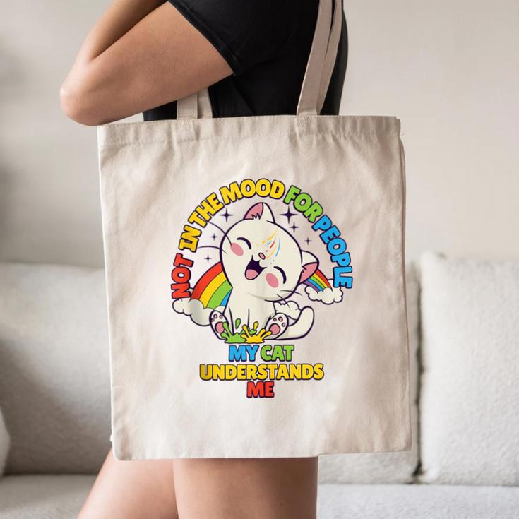 Cat Mom Loves Cats Dad Not In The Mood For People Introvert Canvas Tote Bag