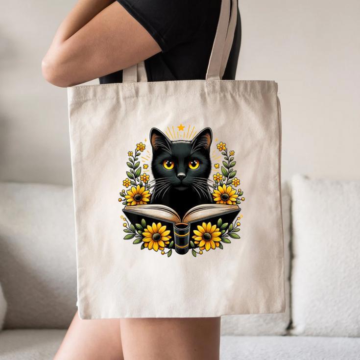 Cat For Women Book Lover Cute Cat And Book Canvas Tote Bag