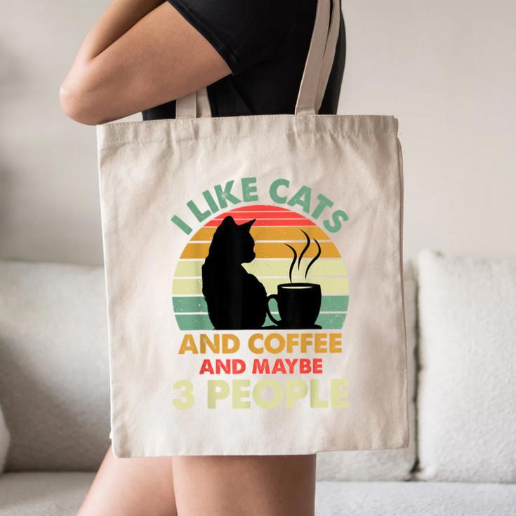 Cats Coffee & 3 People Tee Cute Font Introvert Humor Canvas Tote Bag Cats Coffee & 3 People Tee Cute Font Introvert Humor Canvas Tote Bag