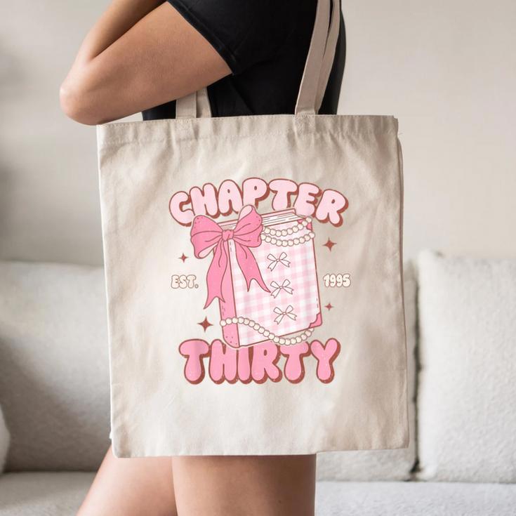Chapter Thirty Est 1995 Cute 30th Birthday Book Bow Coquette Canvas Tote Bag