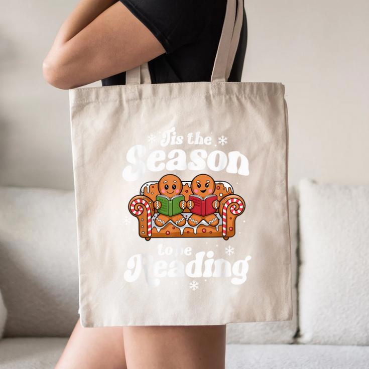 Christmas Book Lover Gingerbread Library Reading Bookaholic Canvas Tote Bag