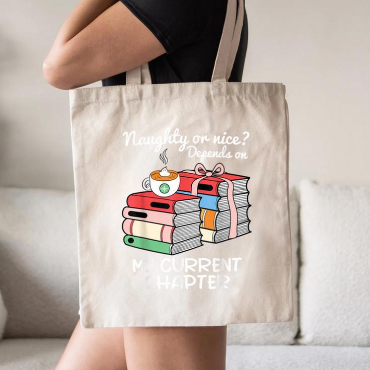 Christmas Book Lovers Naughty Or Nice Canvas Tote Bag Christmas Book Lovers Naughty Or Nice Canvas Tote Bag