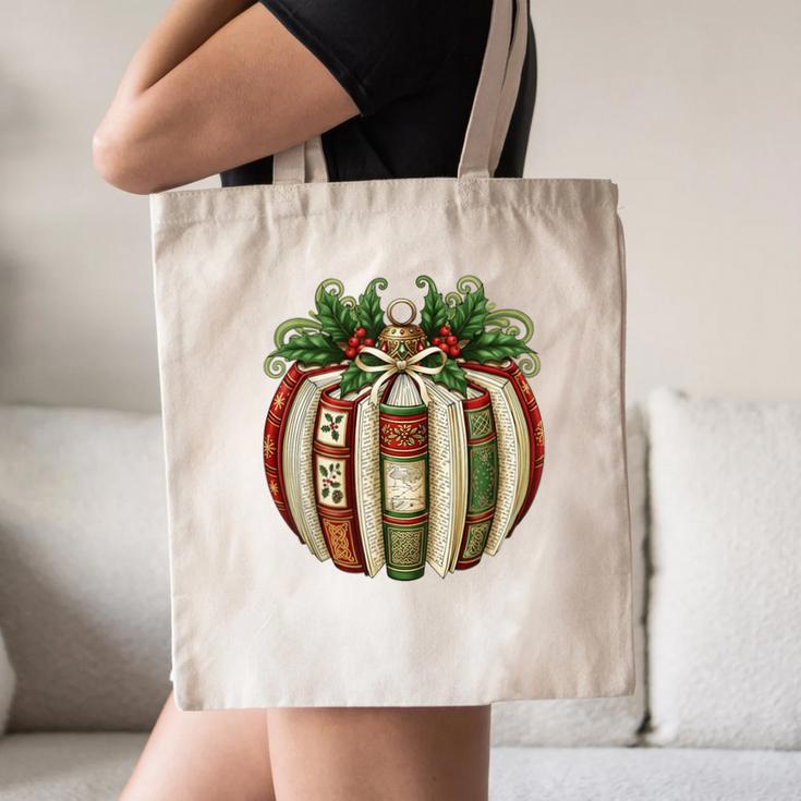 Christmas Book Ornament Bookworm Book Lover Men Women Canvas Tote Bag Christmas Book Ornament Bookworm Book Lover Men Women Canvas Tote Bag