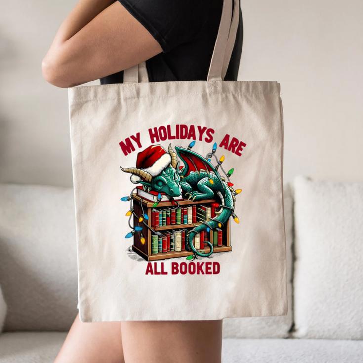 Christmas Dragon My Holidays Are All Booked Book Lovers Kids Canvas Tote Bag Christmas Dragon My Holidays Are All Booked Book Lovers Kids Canvas Tote Bag