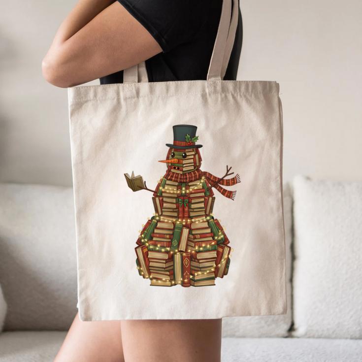 Christmas Snowman Made Of Books Holiday Reading Xmas Canvas Tote Bag Christmas Snowman Made Of Books Holiday Reading Xmas Canvas Tote Bag