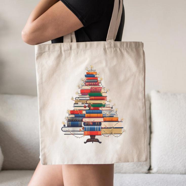 Christmas Tree Book Bookworm Canvas Tote Bag