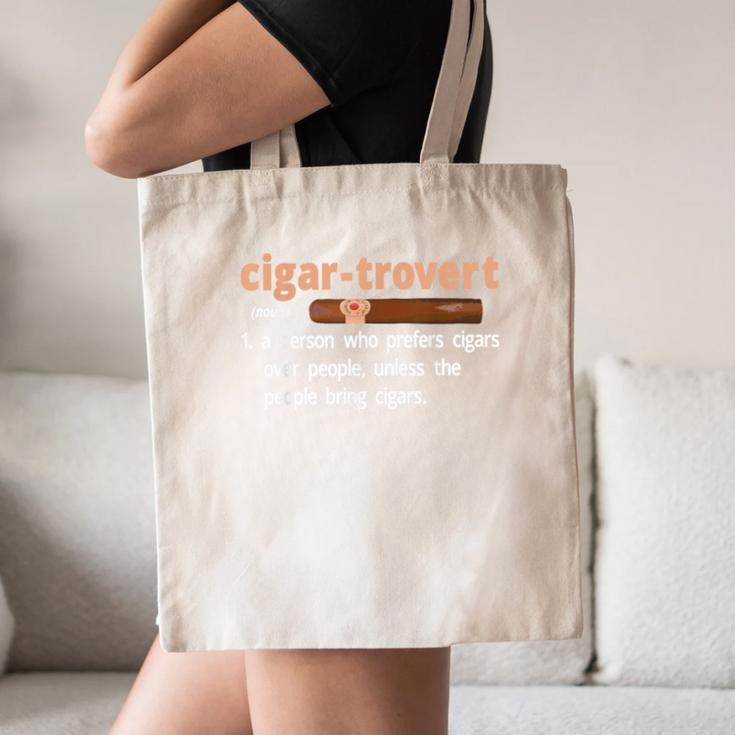 Cigar-Trovert Cigar Smoking Humor Definition Introvert Canvas Tote Bag