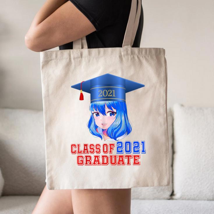Class Of 2021 Graduate Kawaii Anime Girl School Graduation Canvas Tote Bag