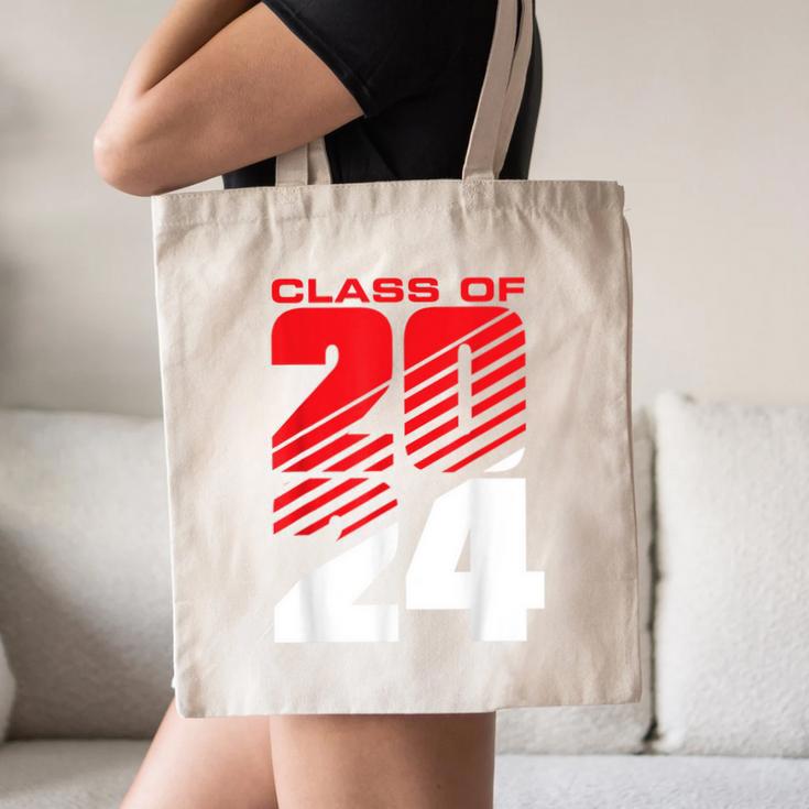 Class Of 2024 High School Senior Graduation Red Sports Style Canvas Tote Bag