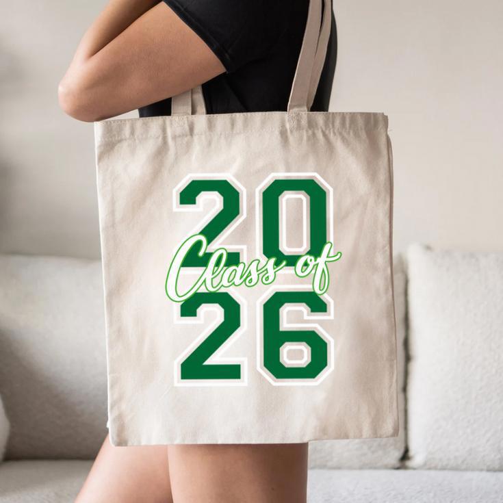 Class Of 2026 Graduation Varsity Green And On The Back Canvas Tote Bag