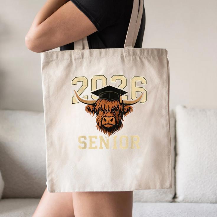 Class Of 2026 Highland Cow Senior Graduation School Pride Canvas Tote Bag
