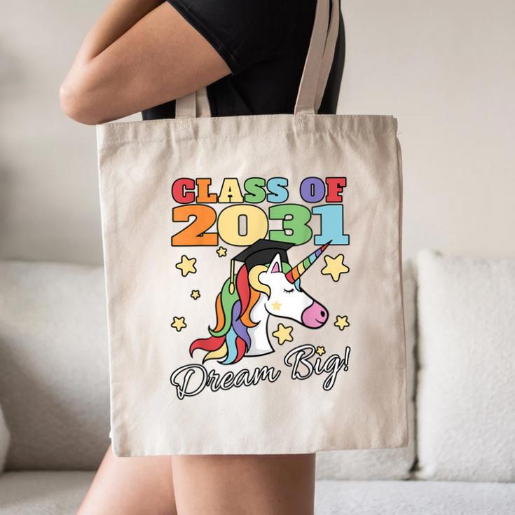 Class Of 2031 Magical Unicorn Graduation Cap Canvas Tote Bag