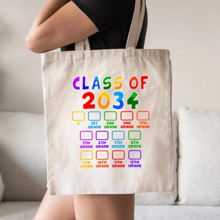 Class Of 2034 Grow With Me Graduation First Day Of School Canvas Tote Bag