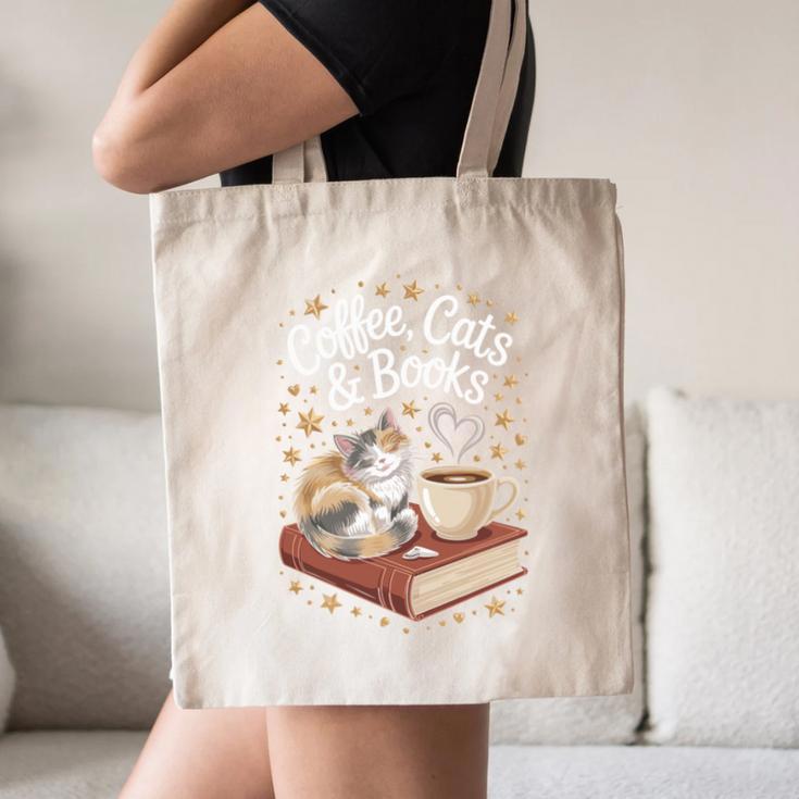Coffee Cats & Books Cute Cat Book Lover Reading Canvas Tote Bag Coffee Cats & Books Cute Cat Book Lover Reading Canvas Tote Bag