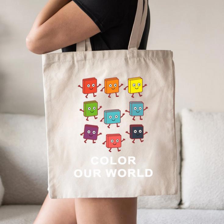 Color Our World Book Lover Reading Bookworm Reader Canvas Tote Bag Color Our World Book Lover Reading Bookworm Reader Canvas Tote Bag