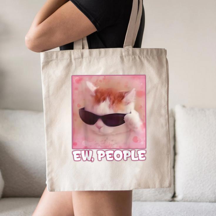 Cool Cat Meme Ew People Anti Social Introvert Cute Cat Canvas Tote Bag