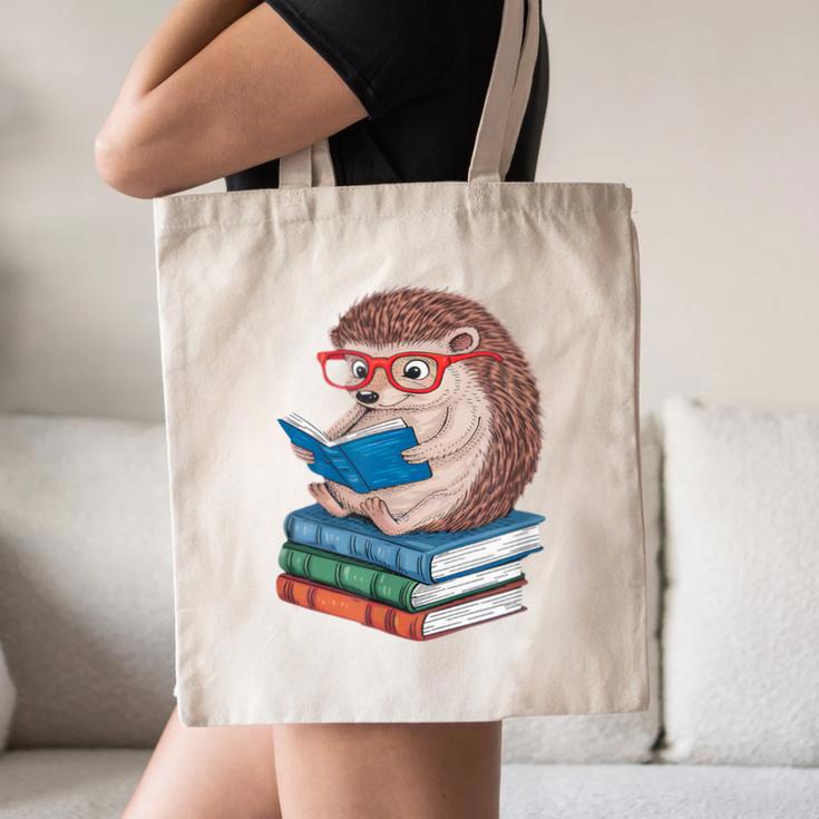 Cool Hedgehog Book Nerd Readers Canvas Tote Bag