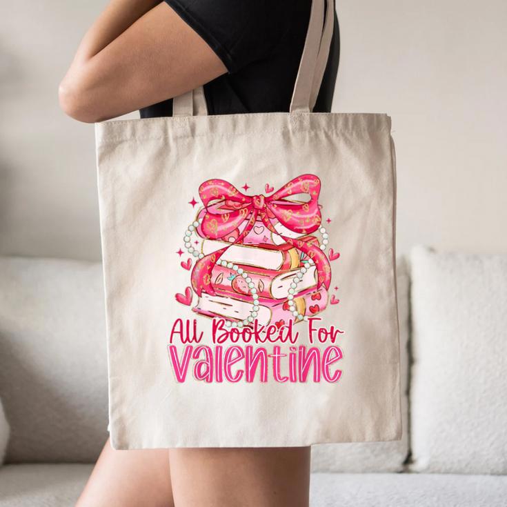 Coquette Bow All Booked For Valentines Teacher Book Canvas Tote Bag