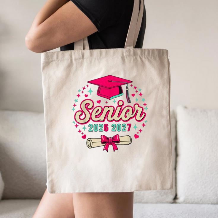 Coquette Pink Bow Senior 2026 2027 Graduation Canvas Tote Bag
