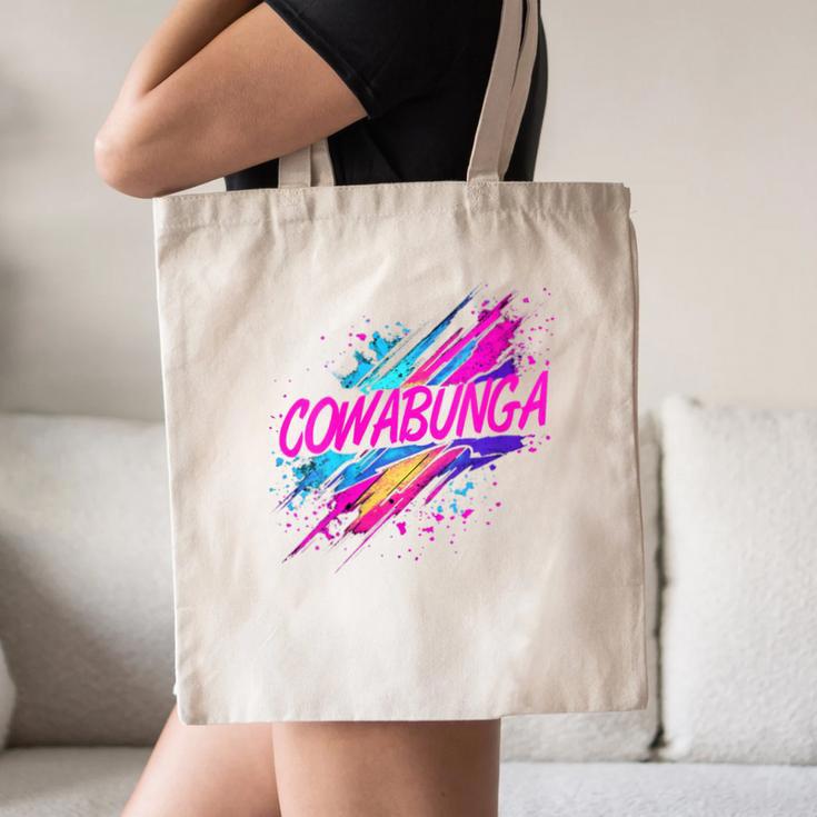 Cowabunga Retro 80s 90s Nostalgia Slang Neon Grunge Art Canvas Tote Bag