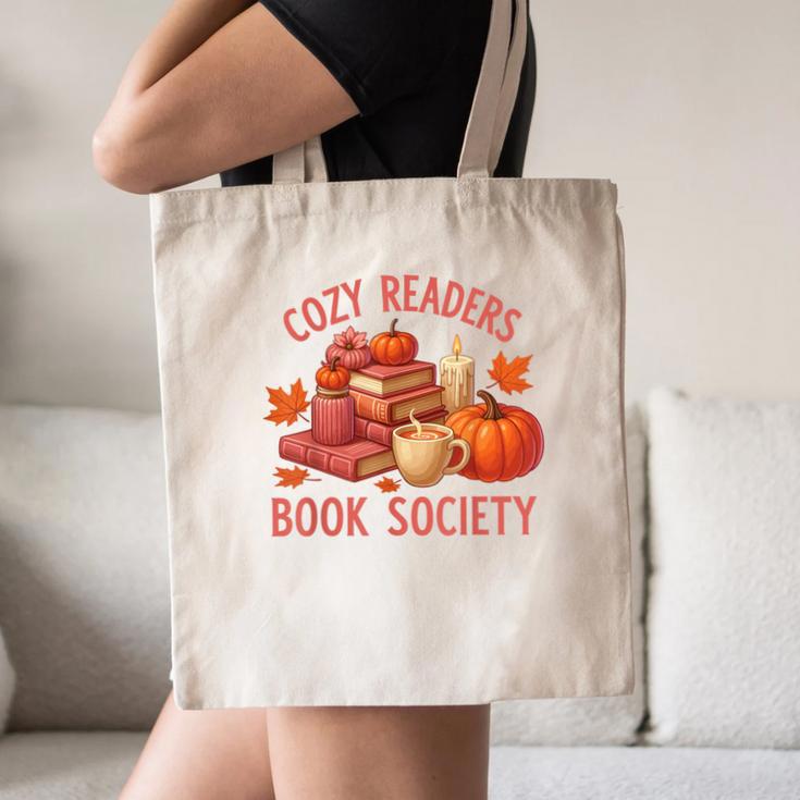 Cozy Readers Book Society Teacher Reading Floral Pumpkin Tee Canvas Tote Bag