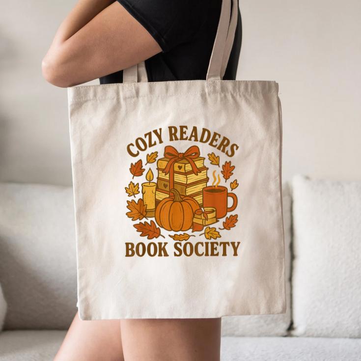 Cozy Readers Book Society Vintage Fall Books & Pumpkin Canvas Tote Bag