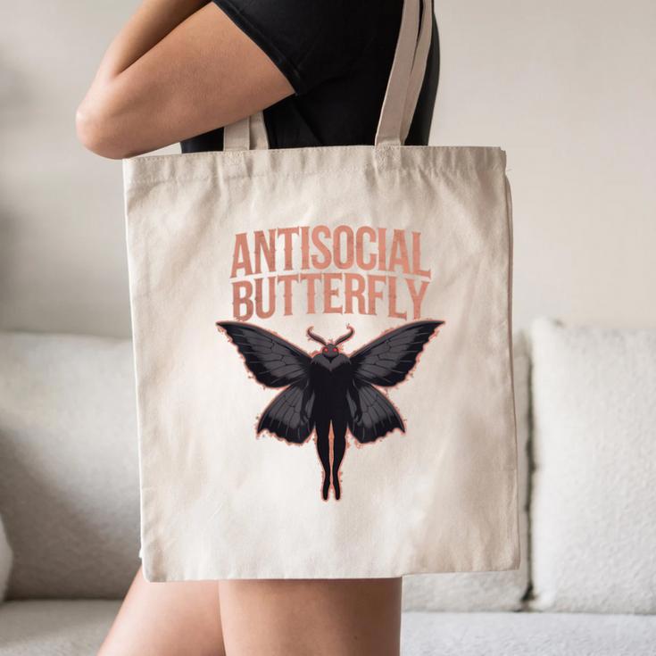 Cryptid Cryptozoology Mothman Introvert -Adults Butterfly Small Crew Neck Classic Fit Short Sleeve Polyester 100 Printed Blended Fabric Canvas Tote Bag