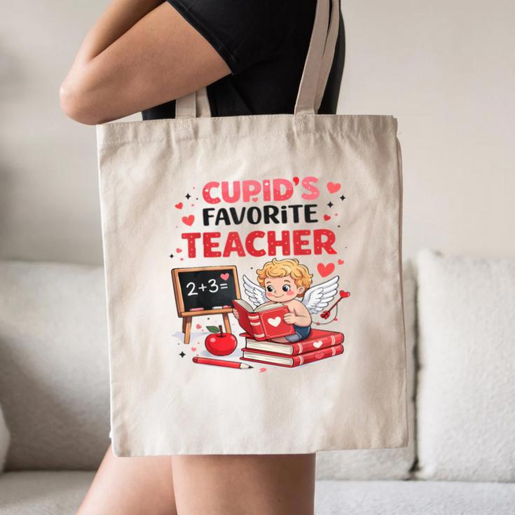 Cupid's Favorite Math Teacher Valentine Reading Book Women Canvas Tote Bag