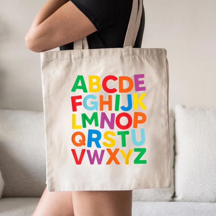 Cute ABCs Shirt Alphabet Colorful Letters Reading Books Kids Canvas Tote Bag
