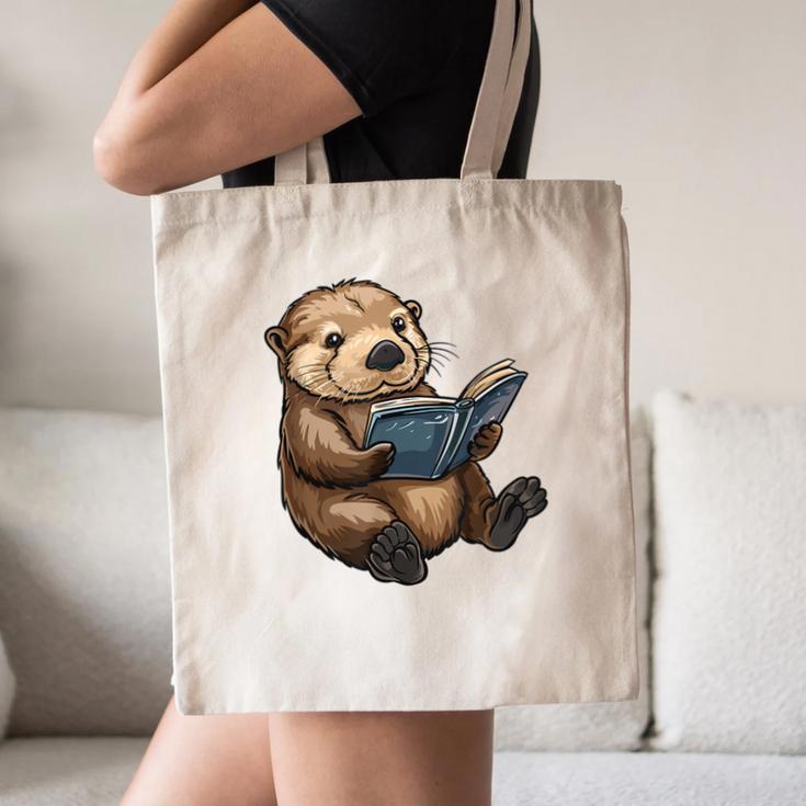 Cute Book Sea Otter Canvas Tote Bag Cute Book Sea Otter Canvas Tote Bag
