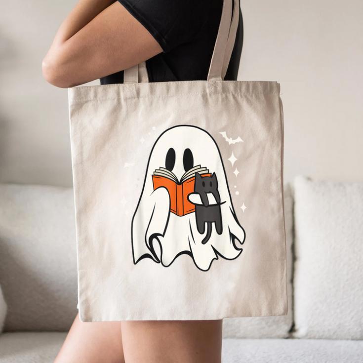 Cute Ghost Reading Book Spooky Season Halloween Costume Kids Canvas Tote Bag Cute Ghost Reading Book Spooky Season Halloween Costume Kids Canvas Tote Bag
