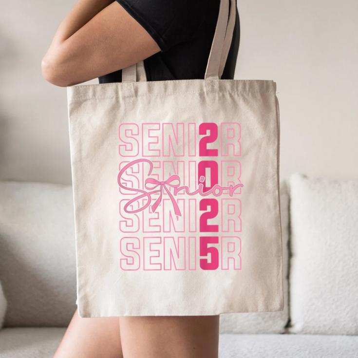 Cute Girls Women Class 2025 Graduation Senior Coquette Bow Canvas Tote Bag