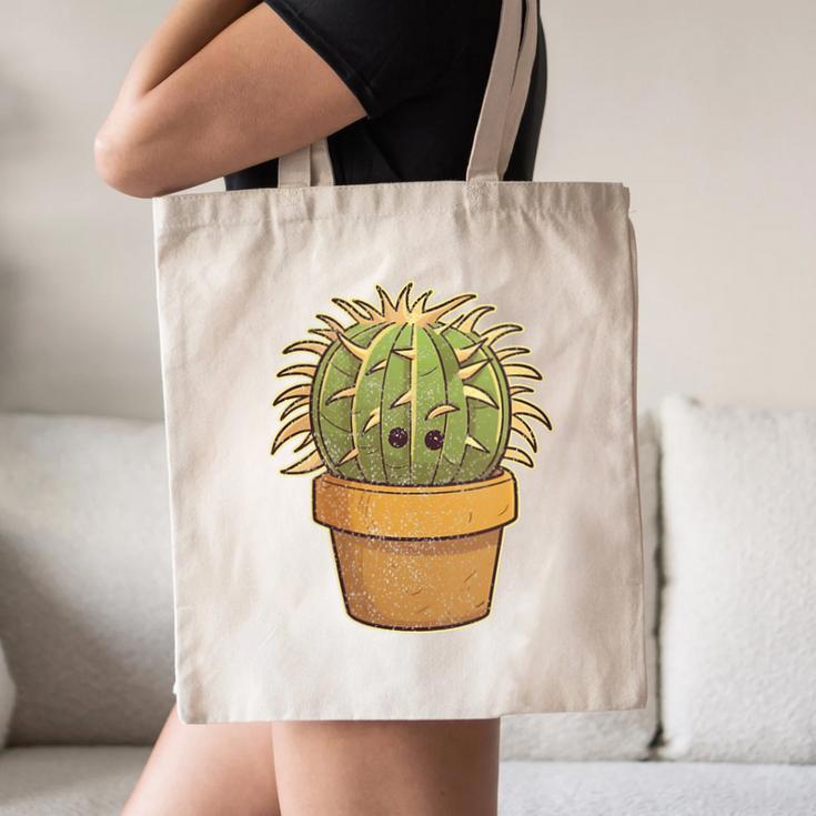 Cute Golden Barrel Cactus Introvert Distressed Canvas Tote Bag