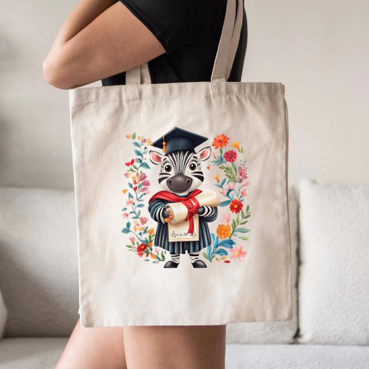 Cute Graduation Zebra Holding DiplomaShirt Canvas Tote Bag
