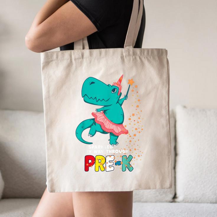 Cute Magical Ballerina Dino Unicorn Pre-K Graduation Canvas Tote Bag