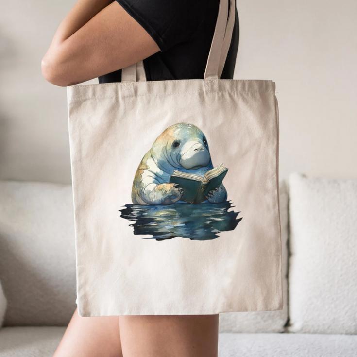 Cute Manatee Reading Book Bookworm Readers Manatee Lover Canvas Tote Bag Cute Manatee Reading Book Bookworm Readers Manatee Lover Canvas Tote Bag
