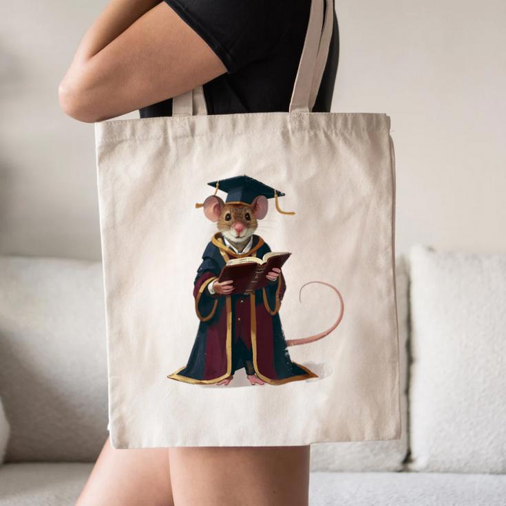 Cute Mouse Reading Book Graduation Canvas Tote Bag Cute Mouse Reading Book Graduation Canvas Tote Bag