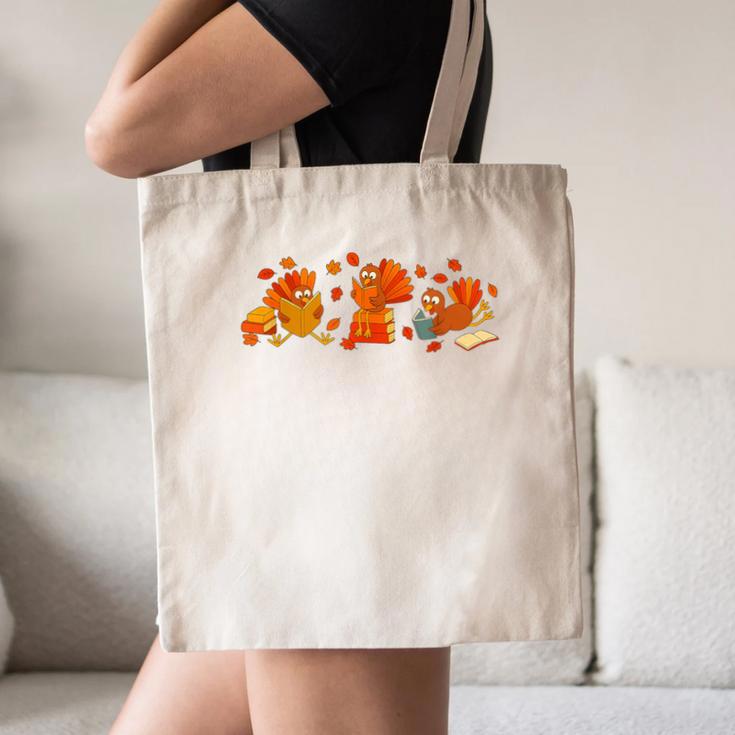 Cute Turkey Reading Book Librarian Bookworm Thanksgiving Men Canvas Tote Bag