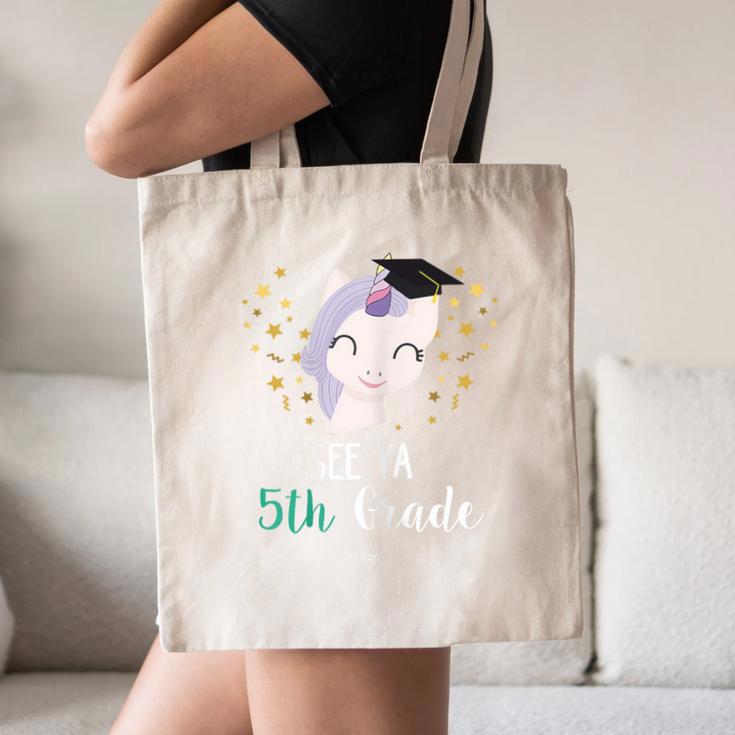 Cute Unicorn See Ya 5th Grade Graduation Shirt Canvas Tote Bag