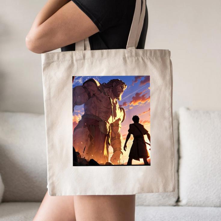 David And Goliath Bible Book Of Samuel Famous Bible Story Canvas Tote Bag