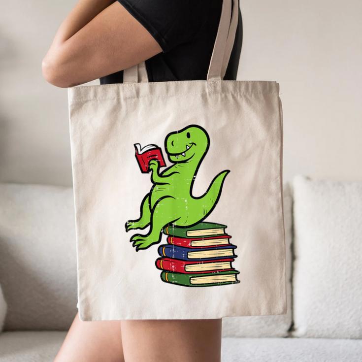 Dino Reading Read Reading Librarian Book Men Boys Kids Canvas Tote Bag
