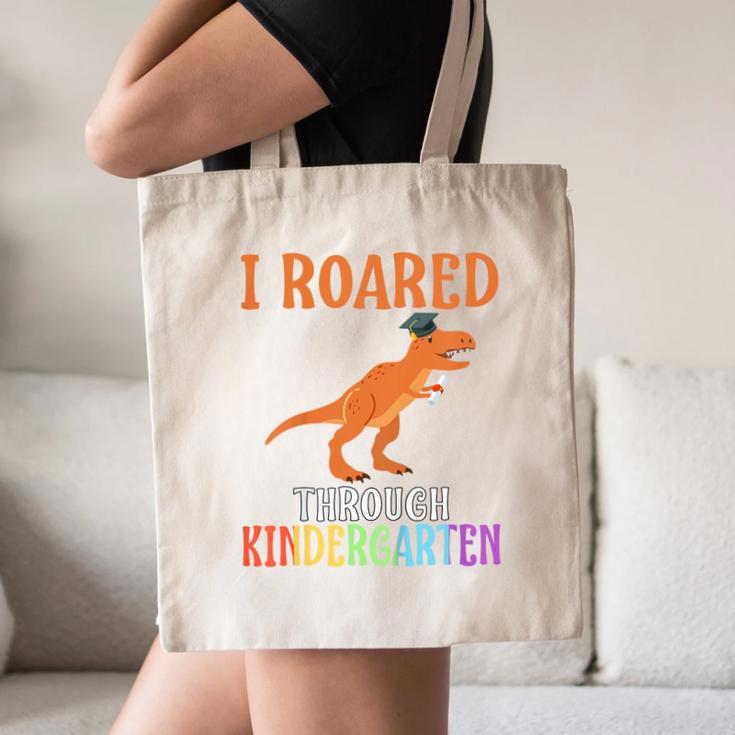 Dinosaur Graduation I Roared Through Kindergarten T-Shirt Canvas Tote Bag