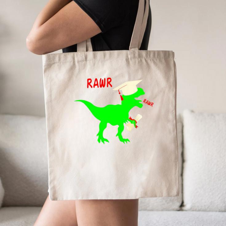 Dinosaur Rawr Diploma Grad Graduate Graduation Canvas Tote Bag