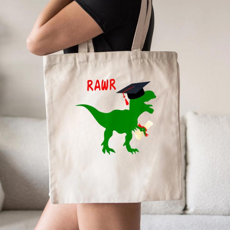 Dinosaur Rawr Diploma Graduate Graduation Canvas Tote Bag