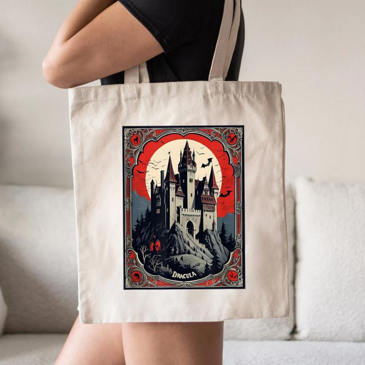 Dracula's Castle Book Cover Illustration Canvas Tote Bag Dracula's Castle Book Cover Illustration Canvas Tote Bag