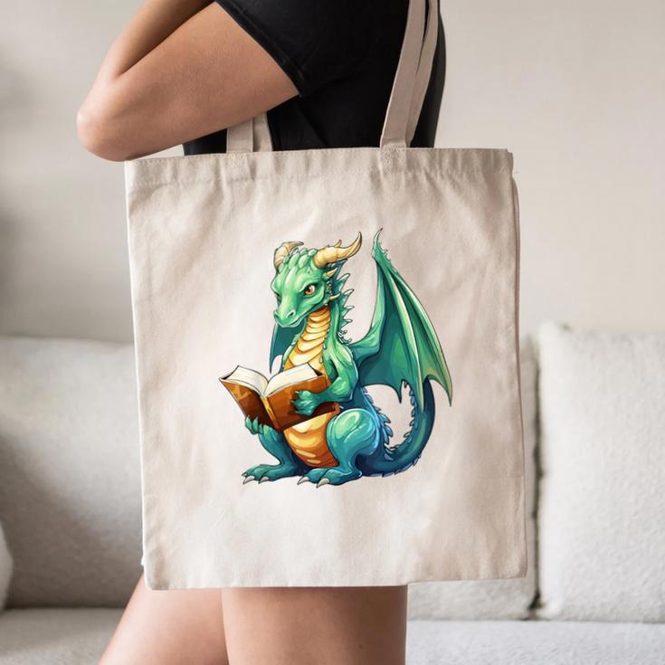 Dragon With Book Canvas Tote Bag Dragon With Book Canvas Tote Bag