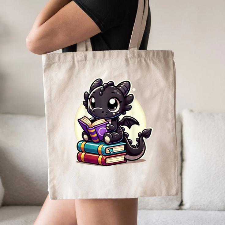 Dragon Reading A Book Cute Bookworm Book Lover Canvas Tote Bag Dragon Reading A Book Cute Bookworm Book Lover Canvas Tote Bag