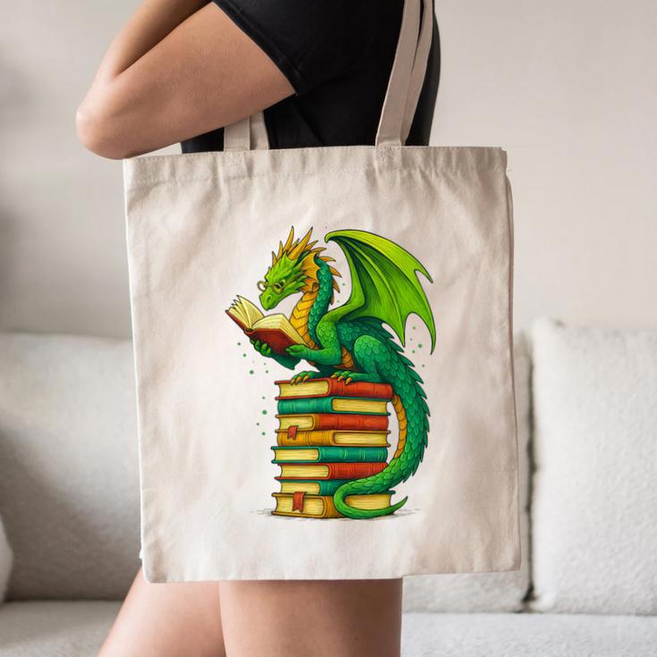 Dragon Reading Books Matching Bookworm Readers Librarian Canvas Tote Bag